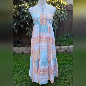 Millibon Colorful Boho Patchwork Maxi Summer Dress Size Medium